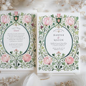 Invitation Romantic Art Nouveau Pink Peony Wedding