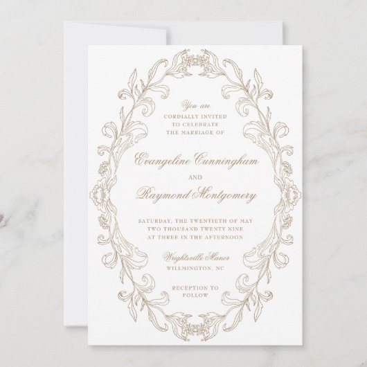 Invitation Romantic Baroque Ornate Frame Wedding (Devant)