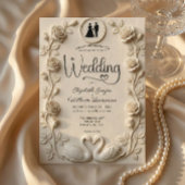 Invitation Romantic Baroque Roses & Silhouette Frame Wedding