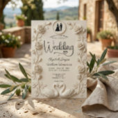 Invitation Romantic Baroque Roses & Silhouette Frame Wedding