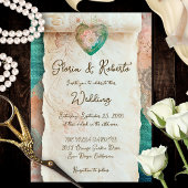 Invitation Romantic Baroque Scroll Sacred Heart