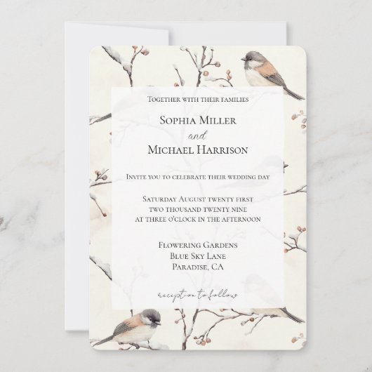 Invitation Romantic Birds in a Tree Wedding (Devant)