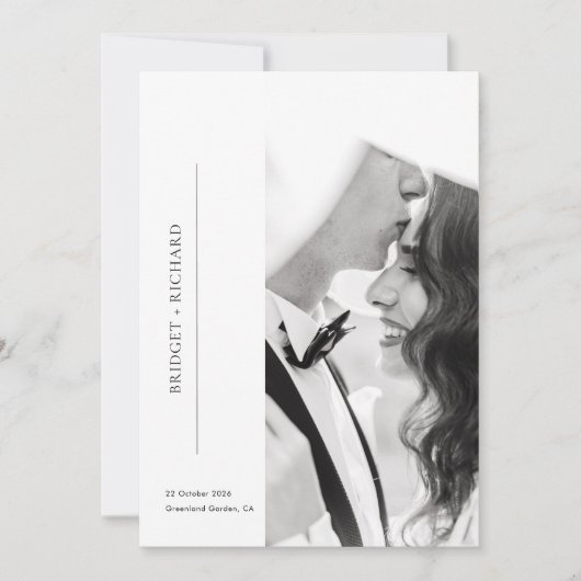 Invitation Romantic Black Tie Photo Wedding (Devant)