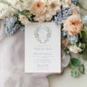 Invitation Romantic Bleu Doux Vintage Monogram Crest Mariage