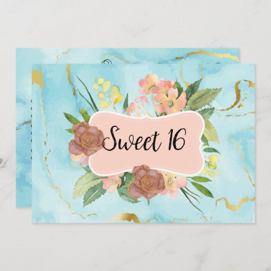 Invitation Romantic blooming floral (Devant / Derrière)