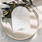 Invitation Romantic Blue Floral Monogram All in One Wedding