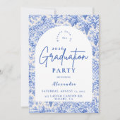 Invitation Romantic Blue Garden Graduation Party (Devant)