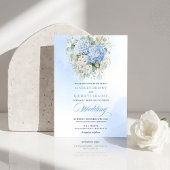 Invitation Romantic Blue Hydrangea Botanical Wedding Invite