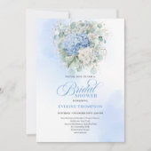 Invitation Romantic Blue Hydrangea Floral Bridal Shower Invit (Devant)