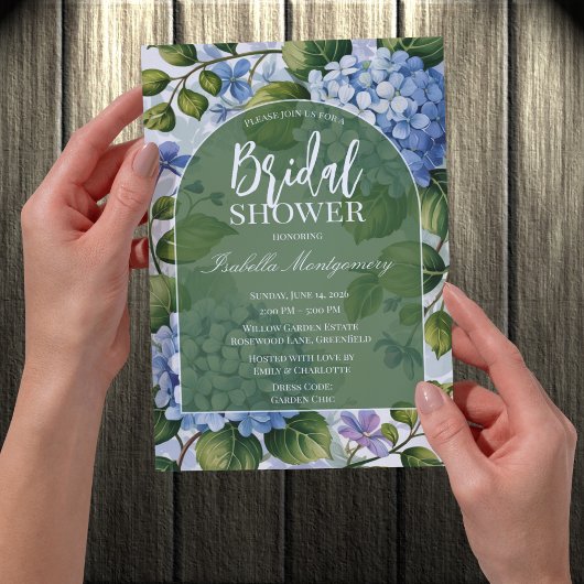 Invitation Romantic Blue Hydrangea Garden Bridal Shower