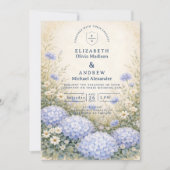 Invitation Romantic Blue Hydrangea Wedding (Devant)