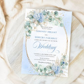 Invitation Romantic Blue Hydrangea Wheat Botanical Wedding 