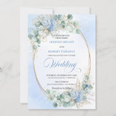 Invitation Romantic Blue Hydrangea Wheat Botanical Wedding  (Devant)