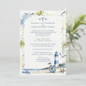 Invitation Romantic Blue Nautical Lighthouse Coastal Wedding (Debout devant)