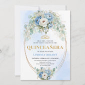 Invitation Romantic Blue Peonies Eucalyptus 15th Birthday  (Devant)