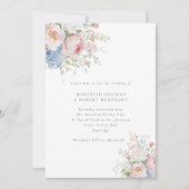 Invitation Romantic Blue & Pink Pastel Floral Wedding (Devant)