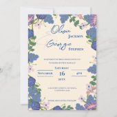 Invitation Romantic Blue & Purple Florals Garden Wedding (Devant)