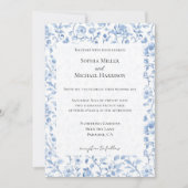 Invitation Romantic Blue White Floral Wedding (Devant)