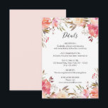 Invitation Romantic Blush Bloom Floral Détails du Mariage<br><div class="desc">Cette carte de détails Mariage en fleurs blanches romantiques présente des fleurs d'aquarelle peintes en rose vif et blanc,  du feuillage vert olive et des lettres manuscrites. Pour une personnalisation plus avancée de cette conception,  veuillez cliquer sur le bouton "Personnaliser". Des articles correspondants sont également disponibles.</div>