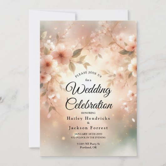 Invitation Romantic Blush Cherry Blossom Wedding (Devant)
