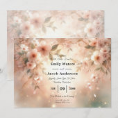 Invitation Romantic Blush Cherry Blossom Wedding (Devant / Derrière)