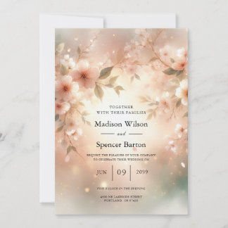 Invitation Romantic Blush Cherry Blossom Wedding