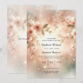 Invitation Romantic Blush Cherry Blossom Wedding (Devant / Derrière)