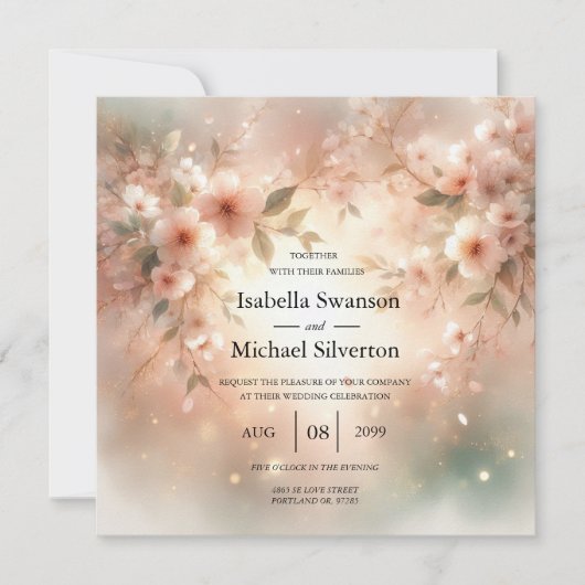 Invitation Romantic Blush Cherry Blossom Wedding (Devant)