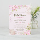 Invitation Romantic Blush Floral Bridal Shower Tea Party (Debout devant)