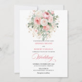 Invitation Romantic Blush Peonies Gold Floral Wedding Invite (Devant)