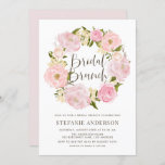 Invitation Romantic Blush Peony Rose Wreath Bridal Brunch<br><div class="desc">Invitation fantasque avec des illustrations d'aquarelle de roses et de pivoines roses et rousses. Ce sera parfait pour les fêtes de printemps et de jardin.</div>