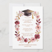 Invitation Romantic Blush Pink and Burgundy Graduation (Devant)