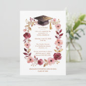 Invitation Romantic Blush Pink and Burgundy Graduation (Debout devant)