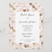 Invitation Romantic Blush Pink Brown Hearts Bridal Shower (Devant / Derrière)