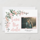 Invitation Romantic Blush PInk Floral Photo Enregistrer la da (Devant)