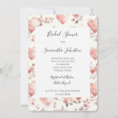 Invitation Romantic Blush Pink Hearts Floral Bridal Shower (Devant)
