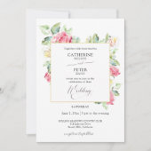Invitation Romantic Blush Pink/Ivory Watercolor Roses Wedding (Devant)