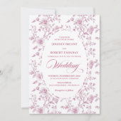 Invitation Romantic Blush Pink Rose Pattern Wedding Invites (Devant)