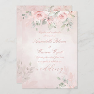 Invitation Romantic Blush Pink Secret Garden Roses Mariage