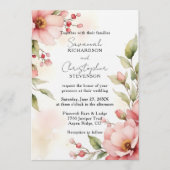 Invitation Romantic Blush Pink Watercolor Floral Wedding (Devant)