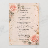 Invitation Romantic Blush Pink Watercolor Rose Wedding (Devant)