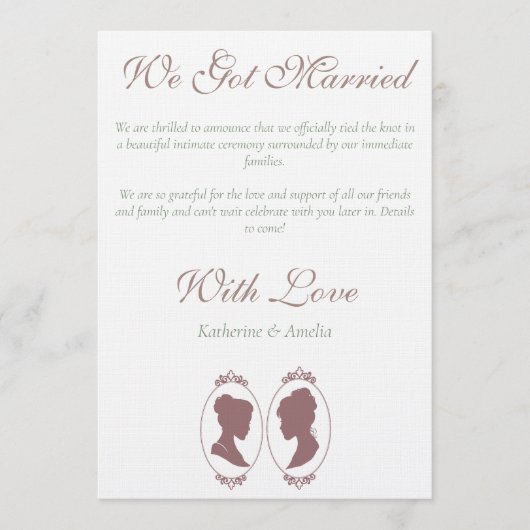 Invitation Romantic Blush Regency Lesbian Wedding (Devant)