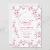 Invitation Romantic Blush Rose Pattern French Toile Bridal (Devant)