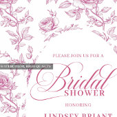 Invitation Romantic Blush Rose Pattern French Toile Bridal