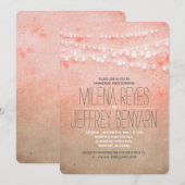 Invitation Romantic Blush Rose String Lights Partie d'engagem (Devant / Derrière)