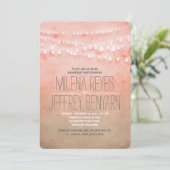 Invitation Romantic Blush Rose String Lights Partie d'engagem (Debout devant)