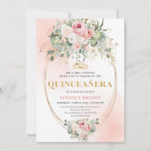 Invitation Romantic Blush Roses Bohemian Quinceañera Invite (Devant)
