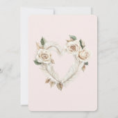 Invitation Romantic Blush Roses Feathers Heart Bridal Shower (Dos)