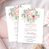 Invitation Romantic Blush Roses Greenery Gold Wedding Invite