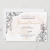Invitation Romantic Blush with Black Florals and Photo Back (Devant)